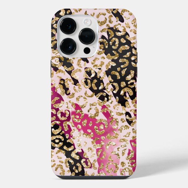 Black Pink Gold Leopard iPhone Case (Back)