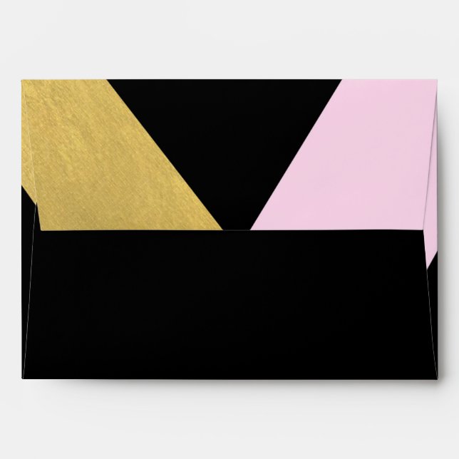 Black Pink & Gold Modern Trendy Party Envelope (Back (Top Flap))
