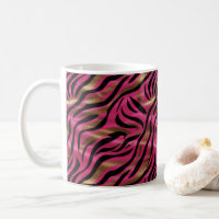 Black Pink Gold Zebra Stripes Animal Print Pattern