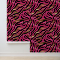 Black Pink Gold Zebra Stripes Animal Print Pattern