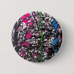 Black, Pink, Green, Blue Marble Artwork 6 Cm Round Badge