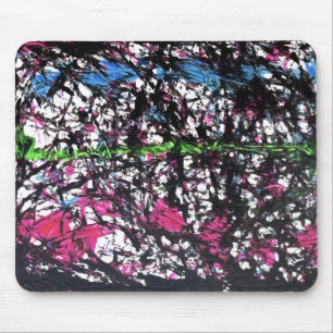 Black, Pink, Green, Blue Marble Artwork Mouse Mat