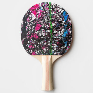 Black, Pink, Green, Blue Marble Artwork Ping Pong Paddle