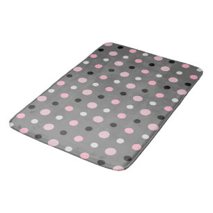 Black, pink, grey and white dots bath mat