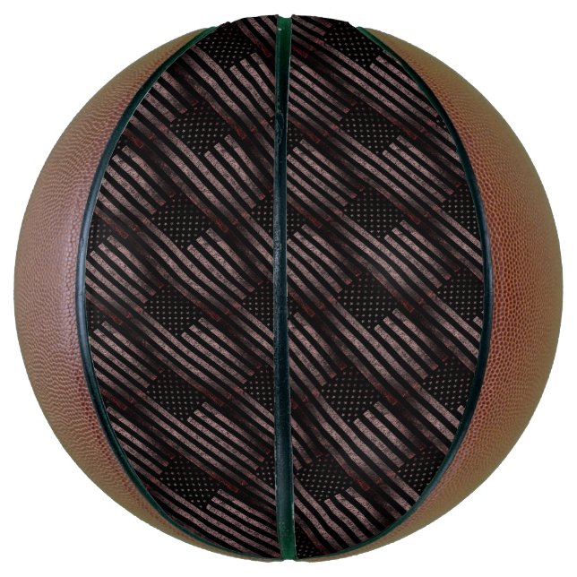 Black Pink Grunge Vintage American Flag Pattern Basketball (Vertical)