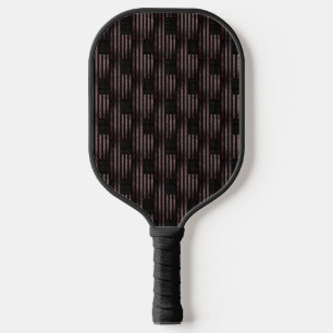Black Pink Grunge Vintage American Flag Pattern Pickleball Paddle