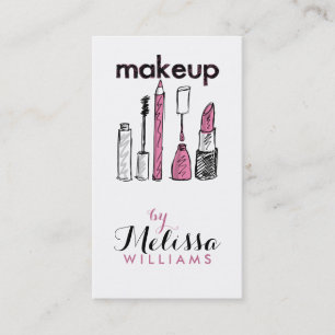 Black & Pink Hand Drawn Makeup Artis Business Card