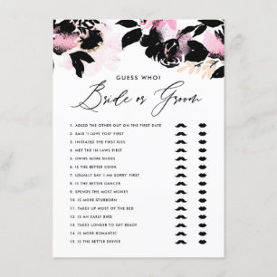 Black Pink He Said She Said Bride or Groom Game Enclosure Card