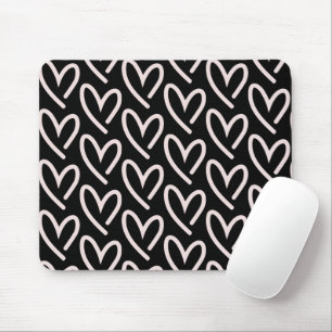 Black & Pink Heart Mouse Mat