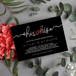 Black & Pink   His & His Couple's Shower Invitation