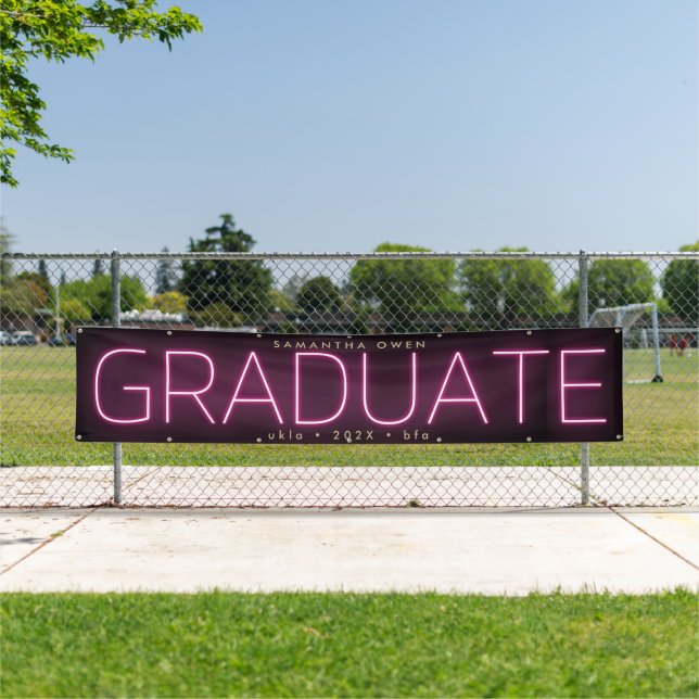 Black PINK Huge NEON Modern Grad Announcement Banner (Insitu)
