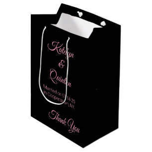 Black & Pink in Elegance: Wedding Medium Gift Bag