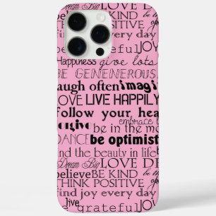 Black Pink Inspirational Words Christmas iPhone 16 Pro Max Case