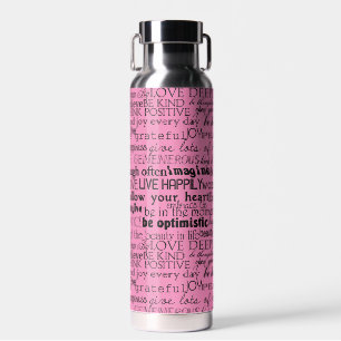 Black Pink Inspirational Words Insulated  Water Bottle