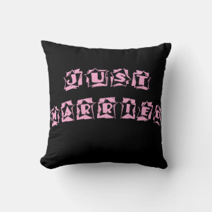 Black Pink Just Married Cushion