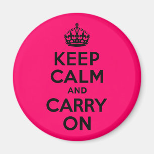 Black Pink Keep Calm and Carry On Magnet