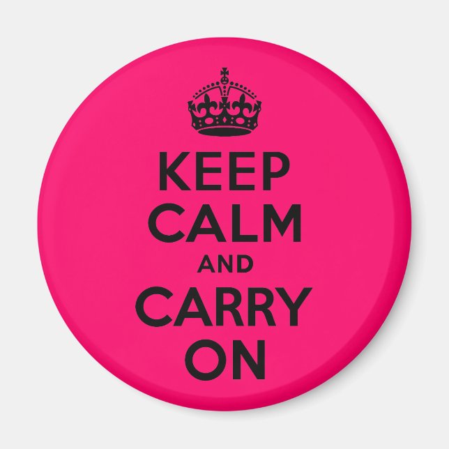 Black Pink Keep Calm and Carry On Magnet (Front)