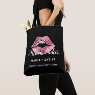 Black Pink Kiss Lips Makeup Artist  Tote Bag