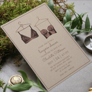 Black Pink Lace Watercolor Lingerie Bridal Shower Invitation