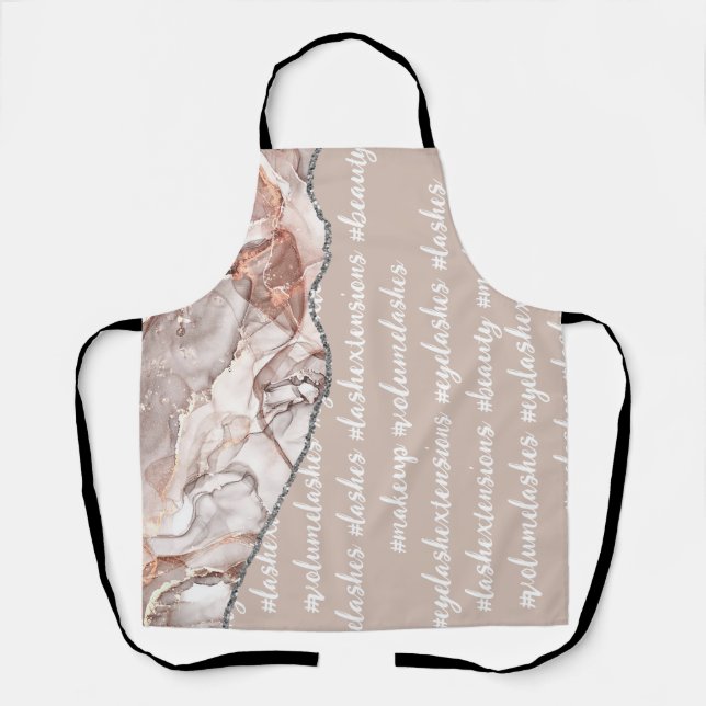 Black Pink Lashes Professional Marble Agate Glam  Apron (Front)