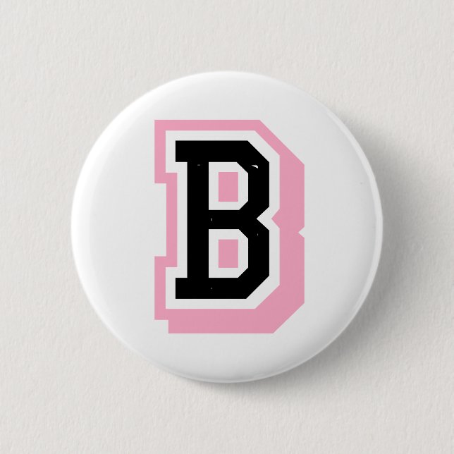 black pink Letter B 6 Cm Round Badge (Front)