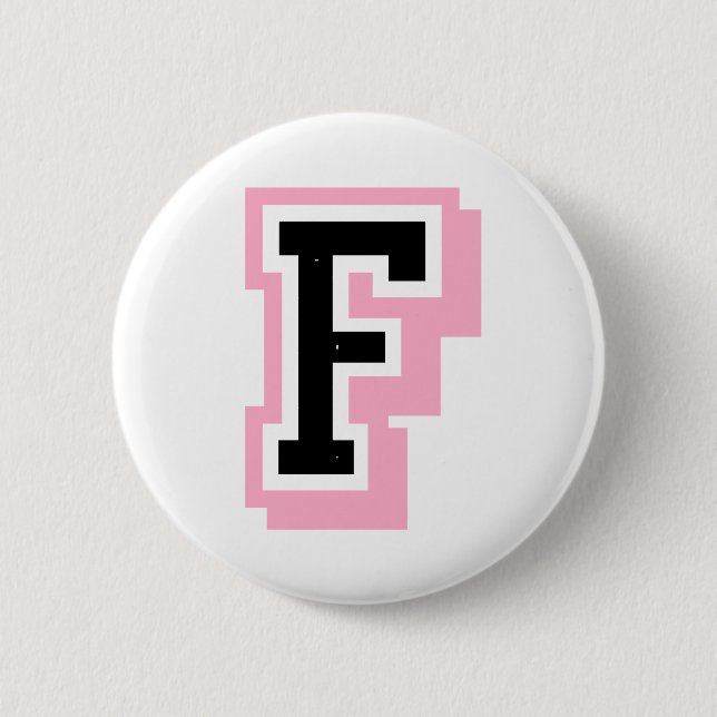 black pink Letter F 6 Cm Round Badge (Front)