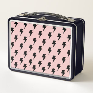 Black Pink Lightning Y2K Indie Bold Style Metal Lunch Box