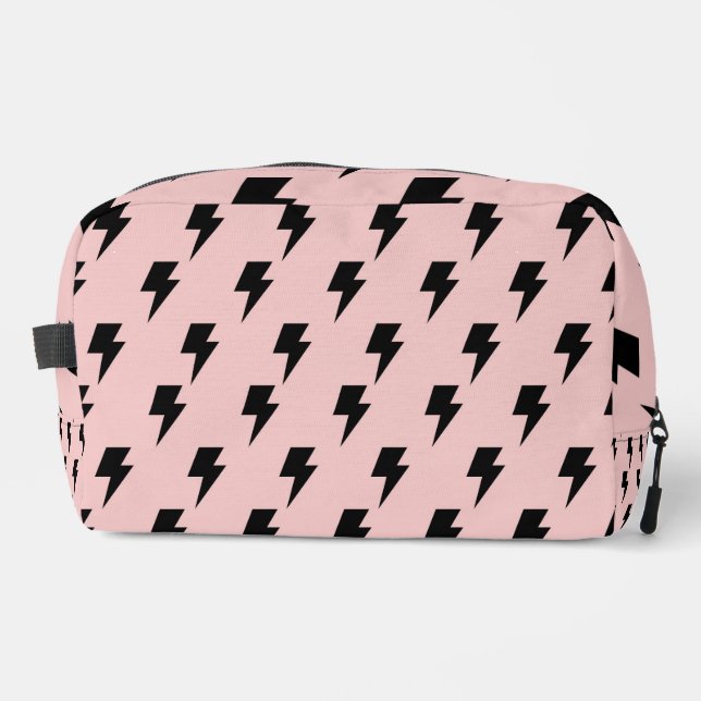 Black Pink Lightning Y2K Indie Everyday Chic Dopp Kit (Front)