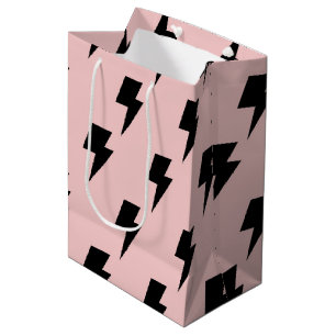 Black Pink Lightning Y2K Indie Stylish Gifting Medium Gift Bag