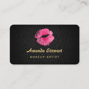 Black Pink Lips Makeup Artist Business Card
