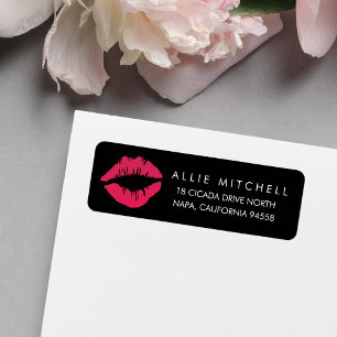 Black & Pink Lips Return Address