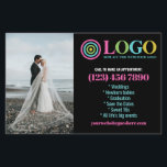 Black Pink Logo Photos Promo Small Business Flyer<br><div class="desc">Black, yellow, and hot pink marketing flyers for your small business personalised with your logo, photos, QR code, and custom text. Personalised promo flyers for your small business, perhaps photography, landscaping, beauty, wellness, and more. Add photos, address, social media, phone number and any information your future clients and customers might...</div>