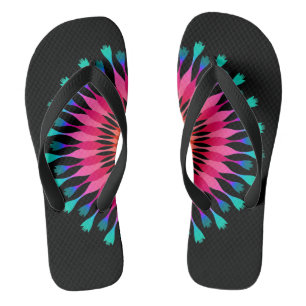 Black/Pink Lotus Flower Flip Flops