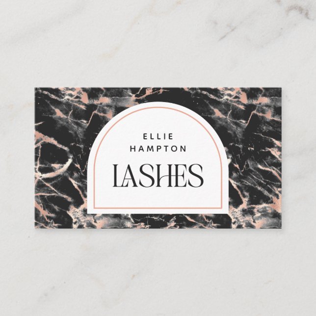 Black Pink Marble Arch Beauty Lashes Business Card (Front)