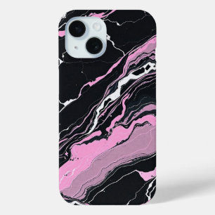 Black & Pink Marble iPhone 15 Case