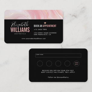Black Pink Marble Gold Beauty Aesthetics Loyalty & Business Card