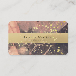 Black & Pink Marble with Gold Business Card