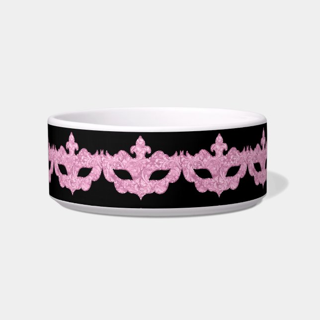 Black Pink Masquerade Princess Pet Feeding Bowl (Front)