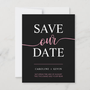 Black Pink Mauve SAVE OUR DATE heart Save The Date