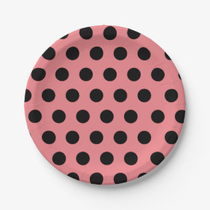 Black & Pink Medium Sized Polka Dot Chic Paper Plate