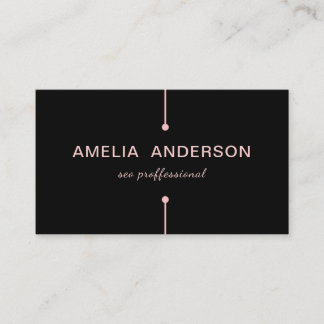 Black & Pink Minimalist  Modern Elegant Business  Calling Card