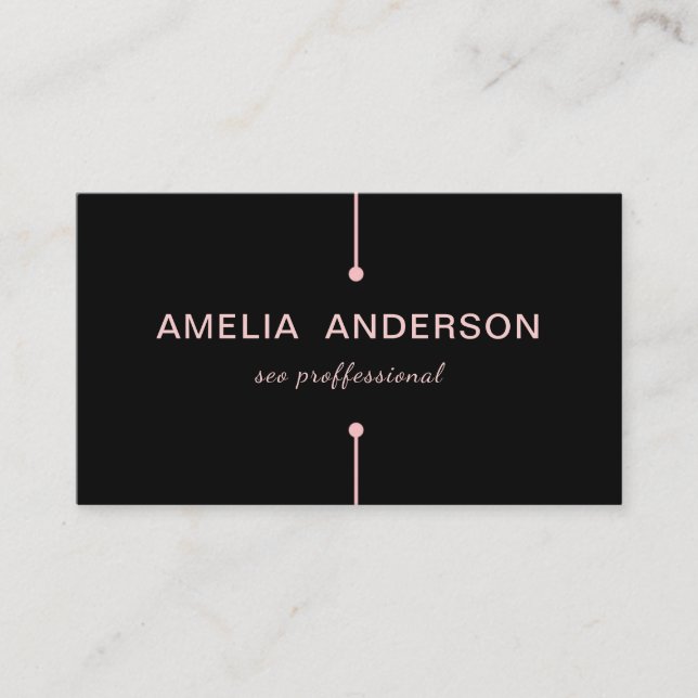 Black & Pink Minimalist  Modern Elegant Business  Calling Card (Front)