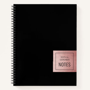 Black Pink Minimalist Personalised Name Notebook
