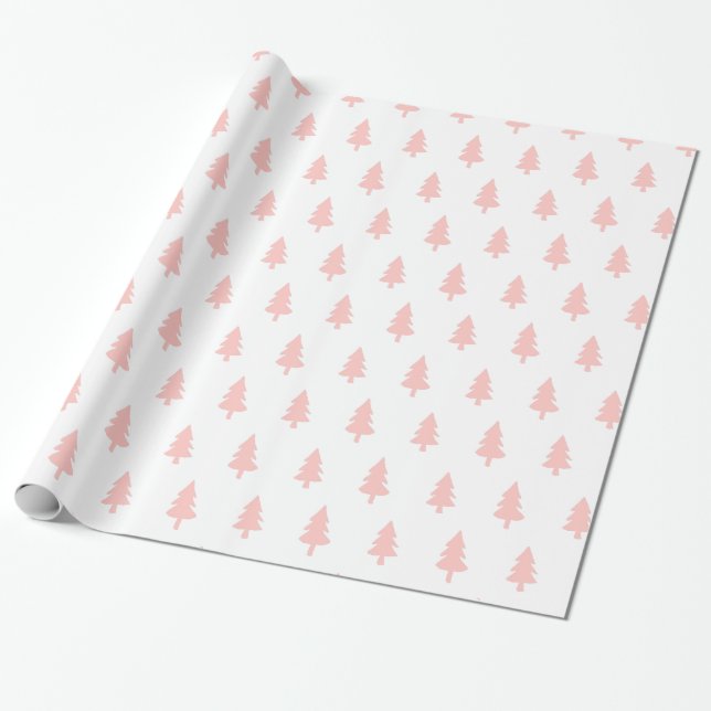 Black PINK Minimalist PINE TREE CHRISTMAS CUSTOM Wrapping Paper (Unrolled)