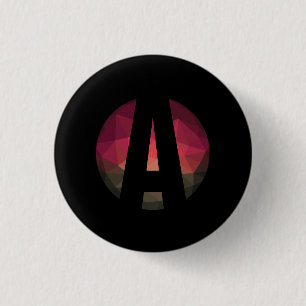 Black pink monogram letter modern ombre 3 cm round badge