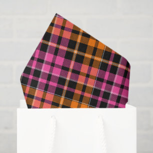 Black Pink Orange Plaid Tartan Design  Tissue Paper