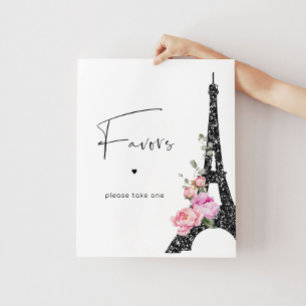 Black pink Paris minimalist favours please take on Poster