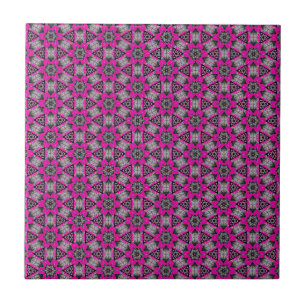 Black Pink Pattern Ceramic Tile - Choose Colours