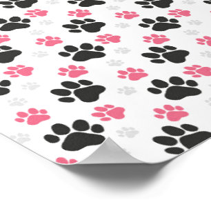 Black Pink Paw Print Dog Owner Puppy Lover Pets