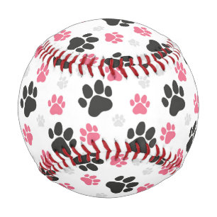 Black Pink Paw Print Dog Owner Puppy Lover Pets Baseball